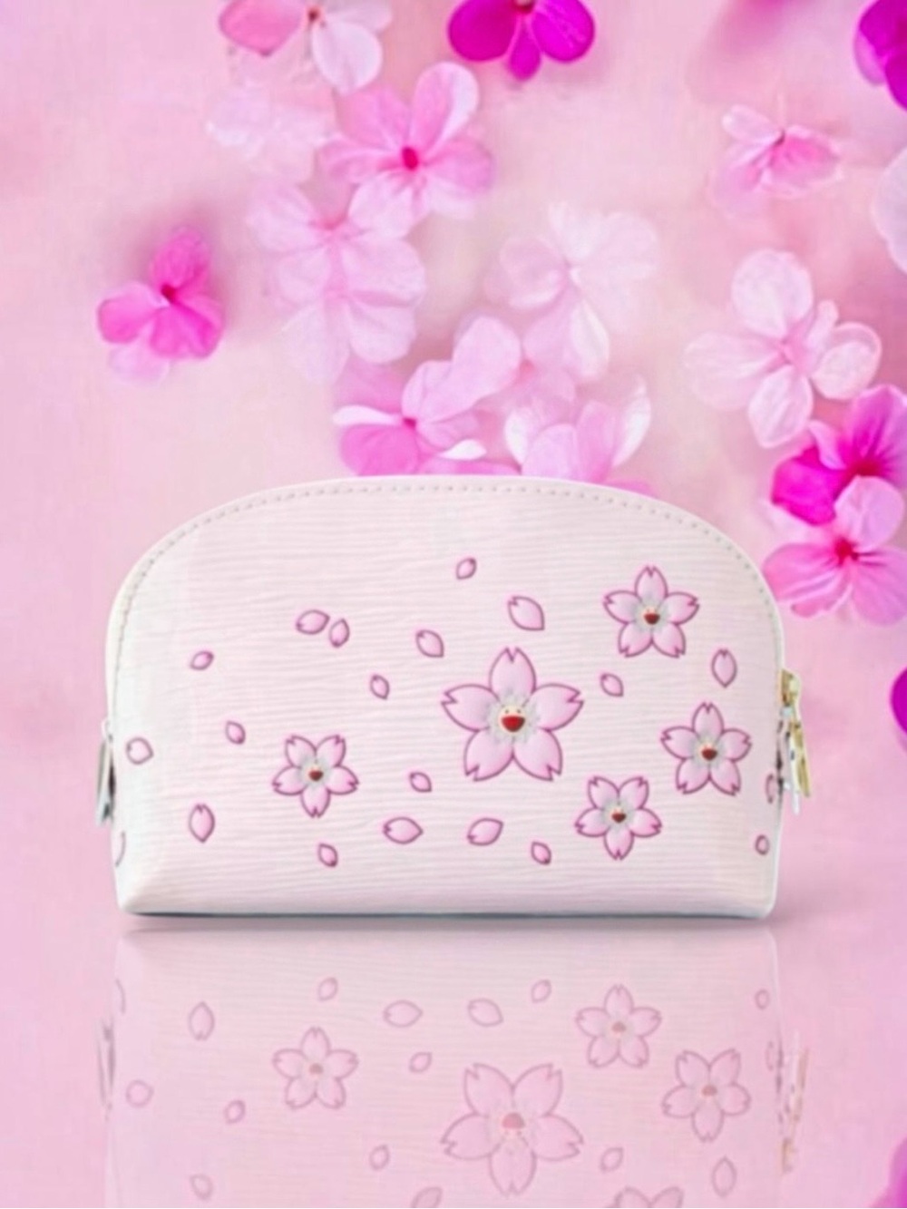 🆕💗LV x MURAKAMI Epi-Grained Leather Cosmetic Pouch Cherry Blossom • SAKURA PINK